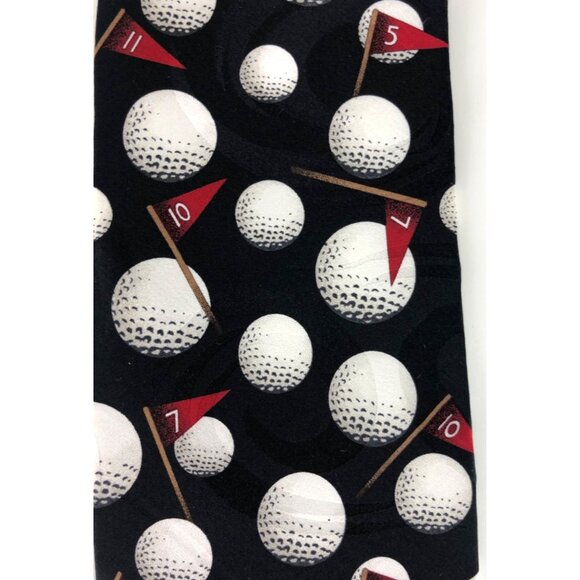 Beans McGee 100% Silk Mens Golf Themed Multicolor Tie Necktie Ball-O-Rama - Picture 4 of 6